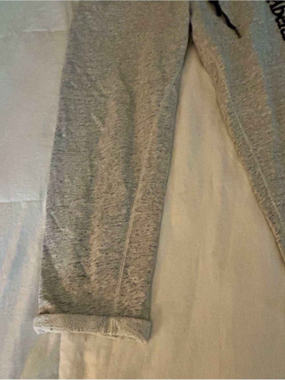 Abercrombie & Fitch Light Heather Gray Jogger Pants with Navy Logo, Women Medium - Picture 4 of 10
